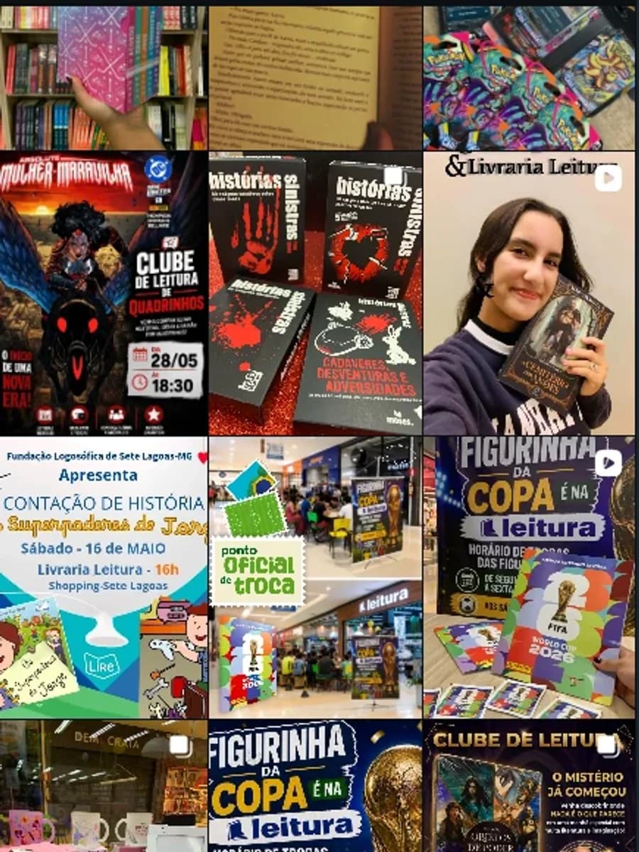 Feed do Instagram da Leitura Sete Lagoas antes do trabalho: posts sem unidade visual