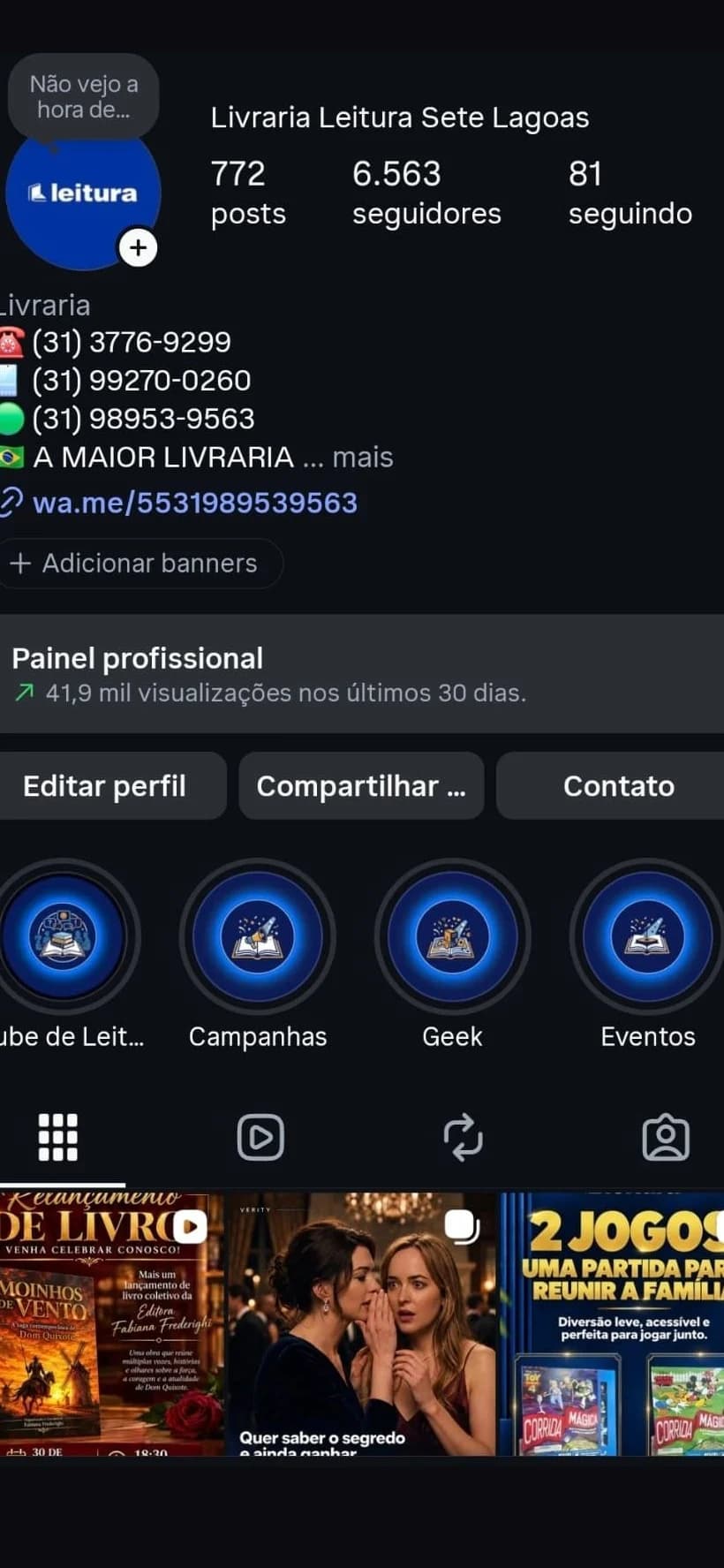 Perfil no Instagram e peça da campanha Verity