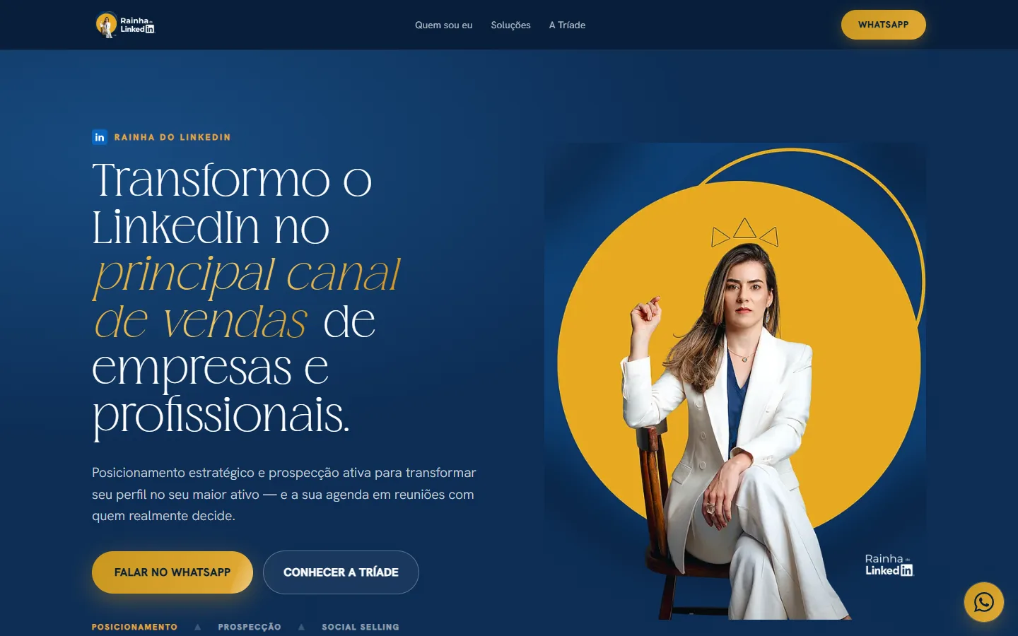 Site publicado da Rainha do LinkedIn