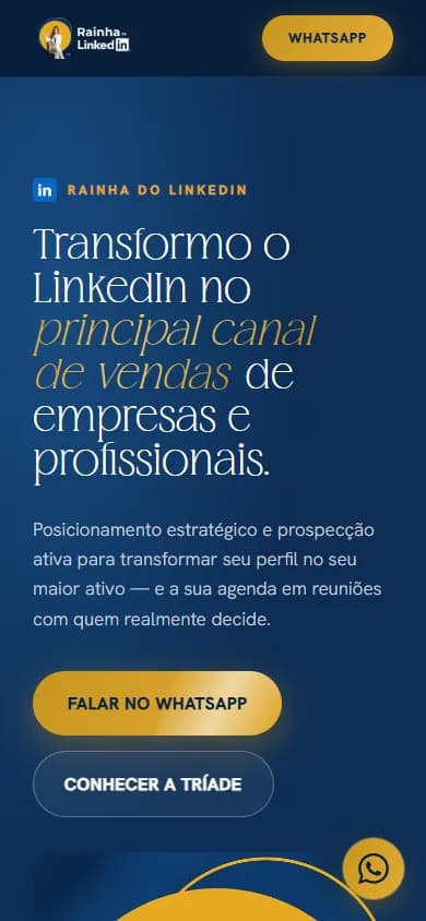 Site publicado da Rainha do LinkedIn